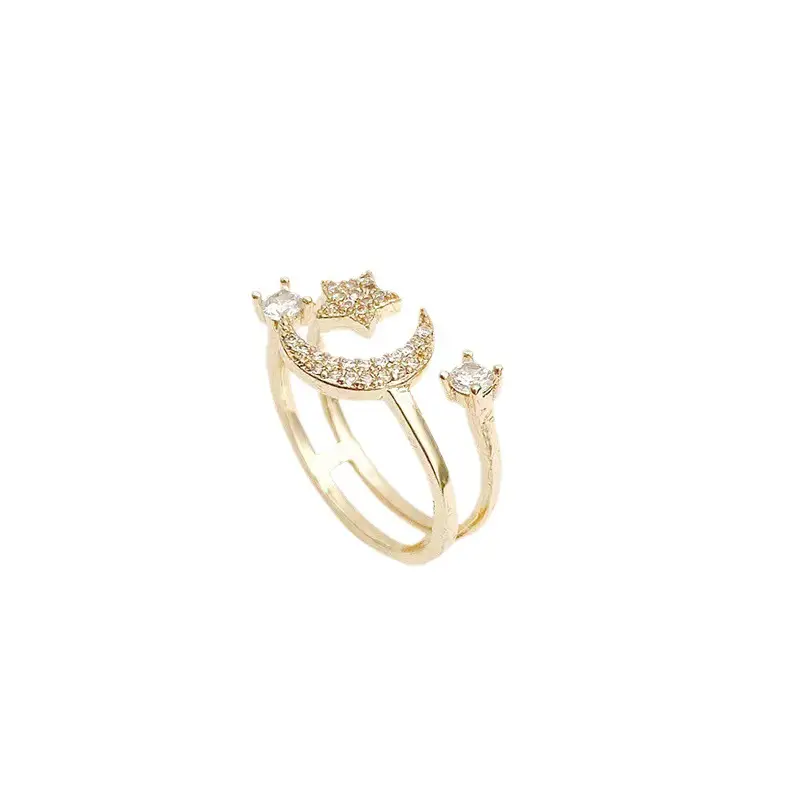 Gold Star Moon Zircon Ring for Women - Image 5