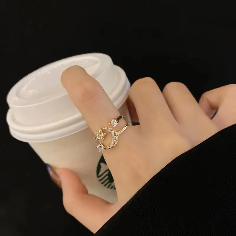 Gold Star Moon Zircon Ring for Women β feature 11