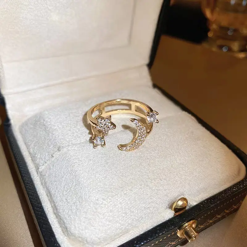 Gold Star Moon Zircon Ring for Women β feature 4