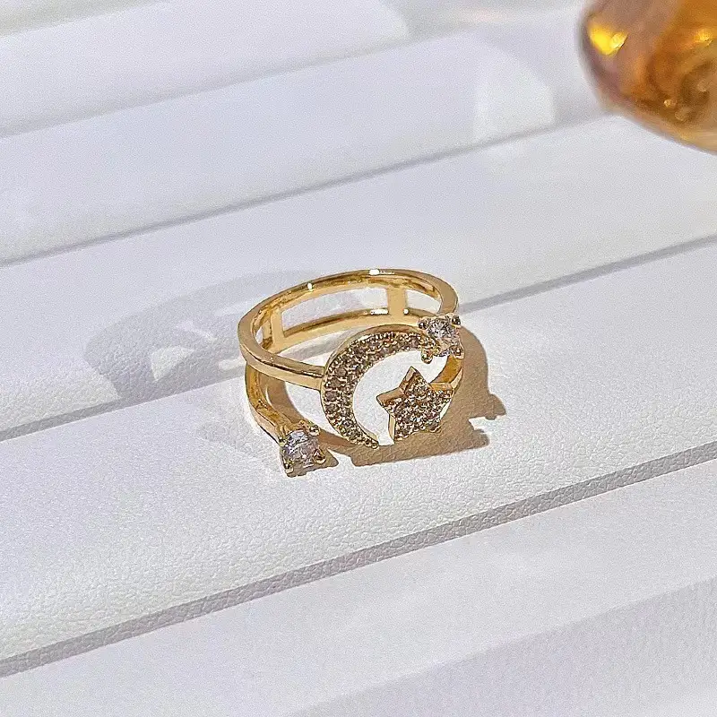 Gold Star Moon Zircon Ring for Women β feature 5