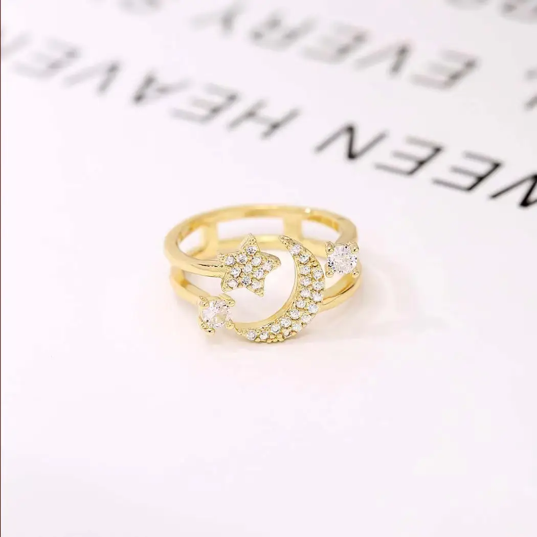 Gold Star Moon Zircon Ring for Women β feature 8