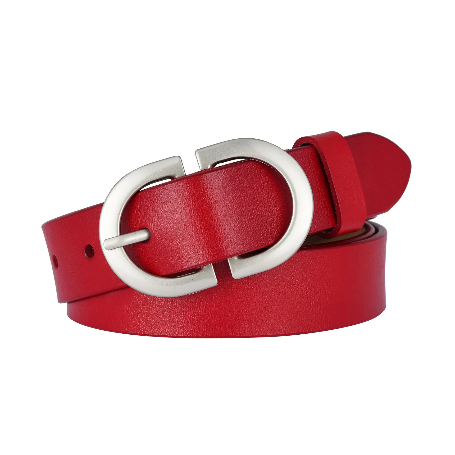 Vintage Leather Belt with Silver Buckle Beige — feature 2