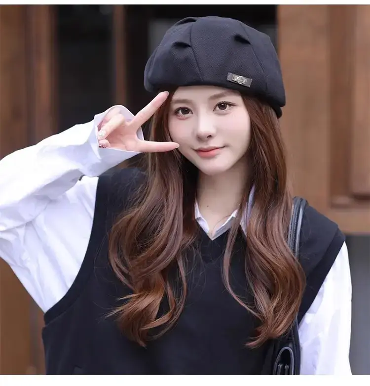 Autumn Winter Net Hat for Women Korean Painter Beret — feature 7