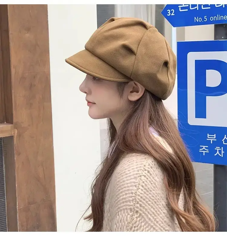 Autumn Winter Net Hat for Women Korean Painter Beret — feature 8
