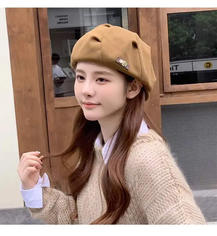 Autumn Winter Net Hat for Women Korean Painter Beret — feature 9