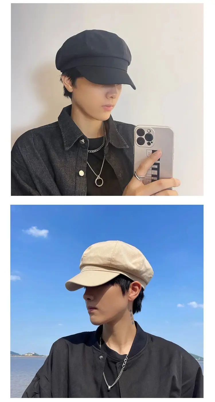 Korean Trendy Men's Black Beret Cap for Winter — feature 10