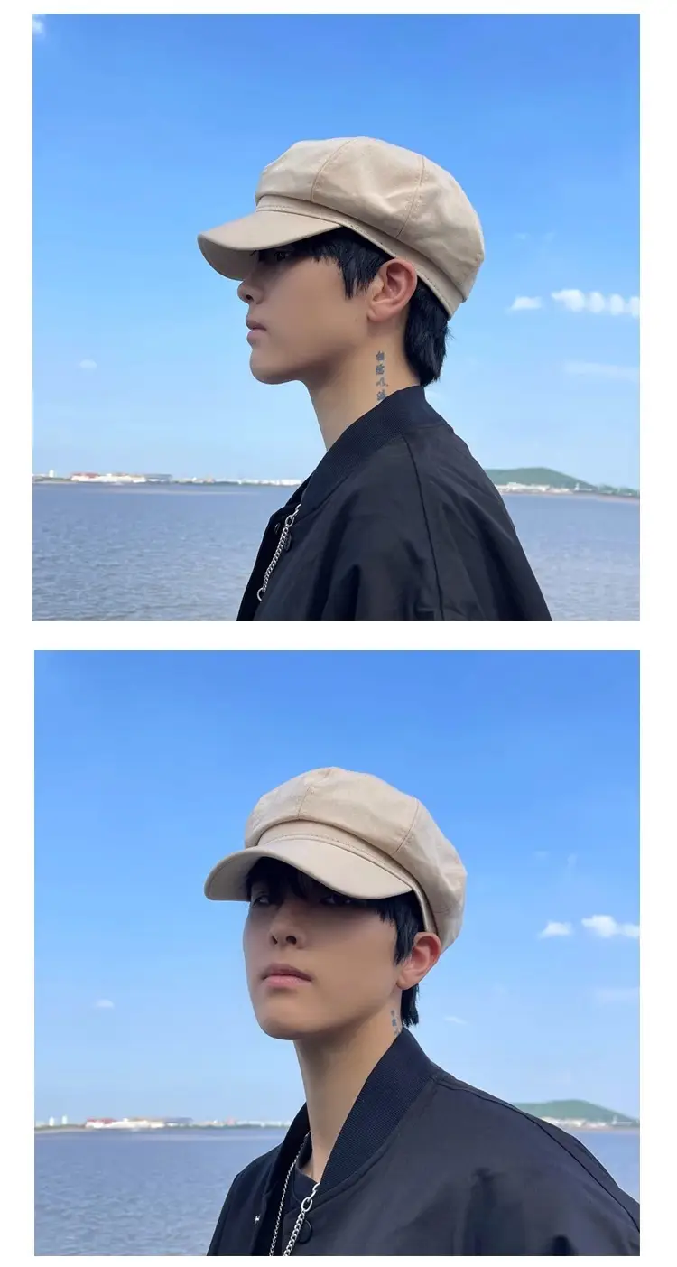 Korean Trendy Men's Black Beret Cap for Winter — feature 11