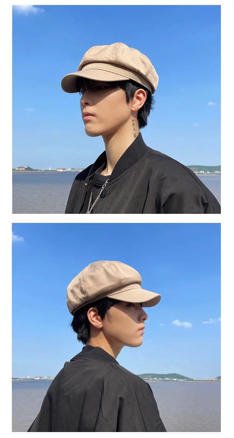 Korean Trendy Men's Black Beret Cap for Winter — feature 12