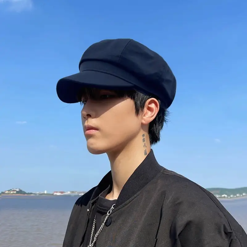 Korean Trendy Men's Black Beret Cap for Winter — feature 6