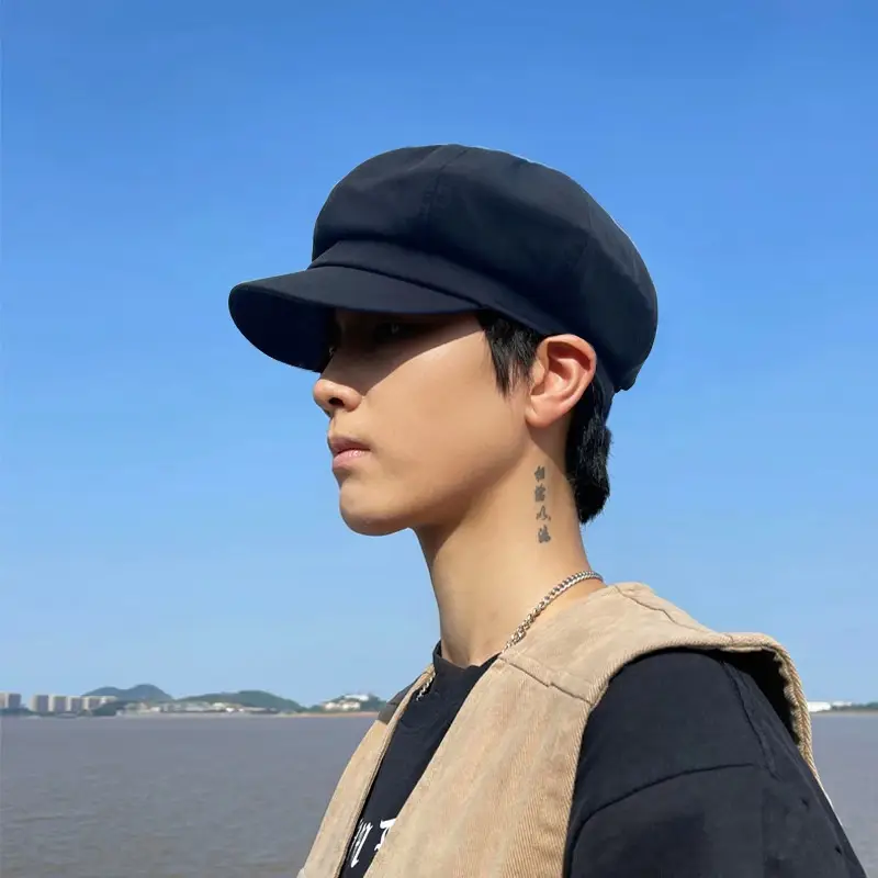 Korean Trendy Men's Black Beret Cap for Winter — feature 7