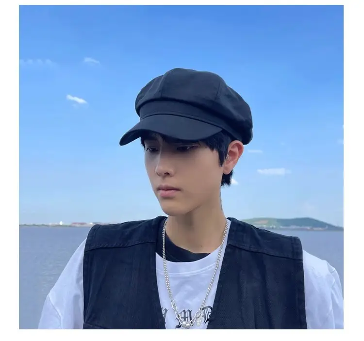 Korean Trendy Men's Black Beret Cap for Winter — feature 9