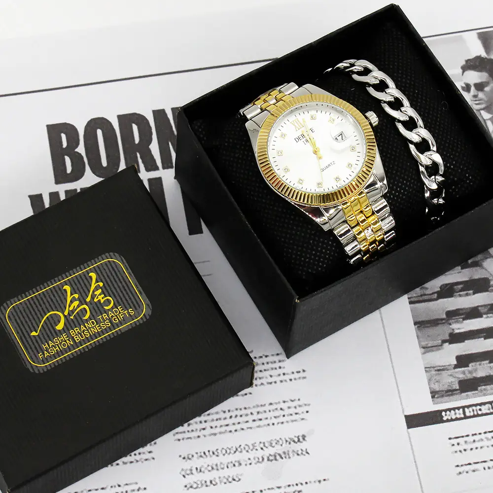Men's Gold Watch Gift Set with Steel Bracelet — feature 10