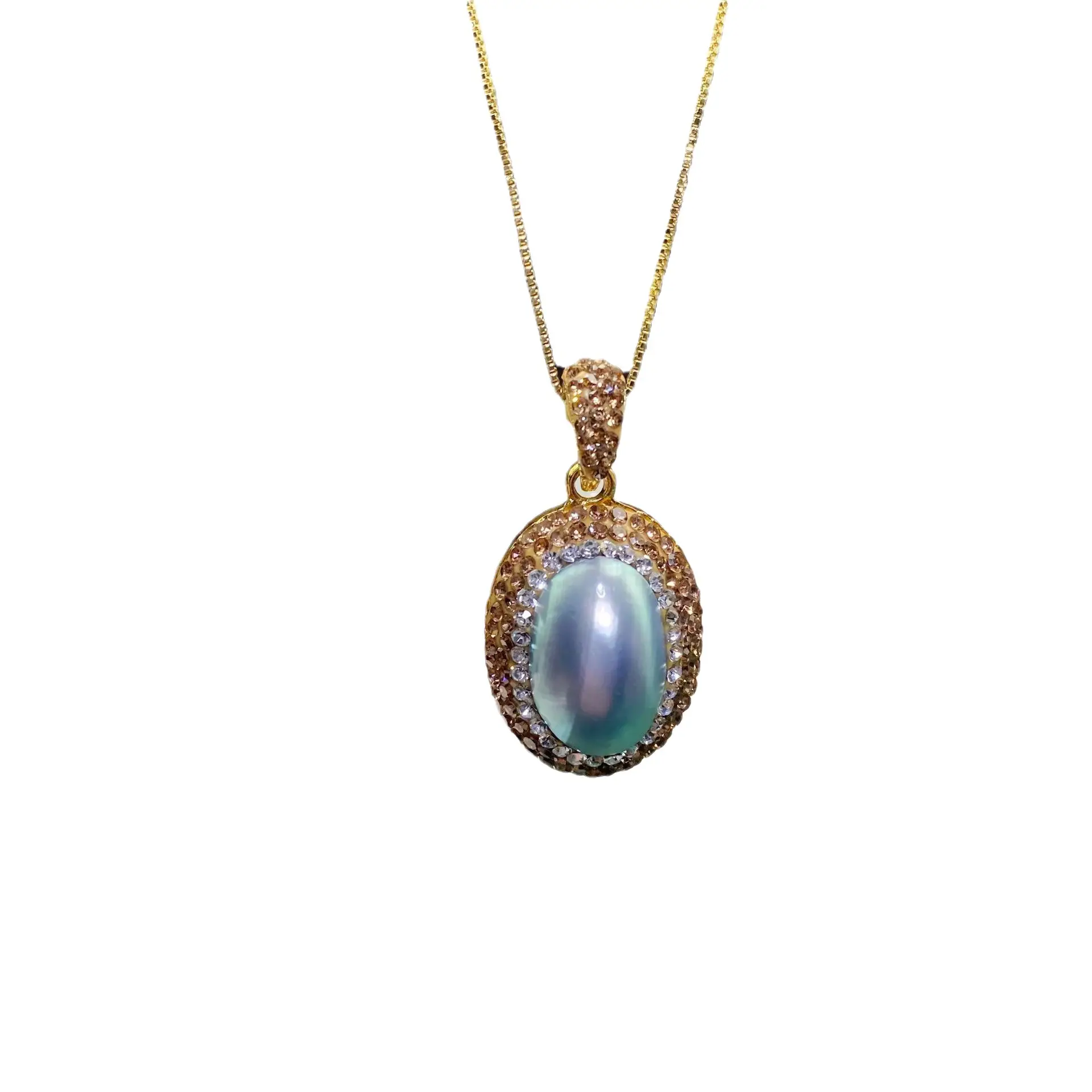 Natural Mabei Necklace with Light Pearl Pendant - Image 6