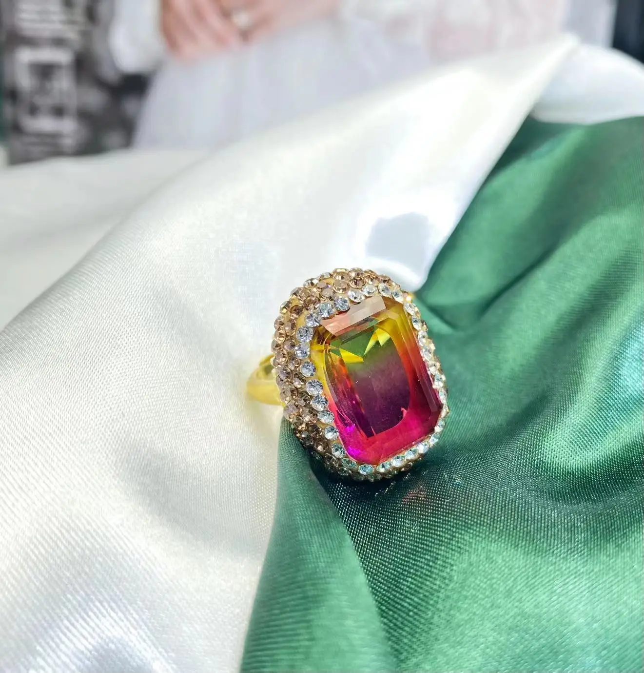 Natural Rainbow Sudan Stone Women's Ring — feature 2
