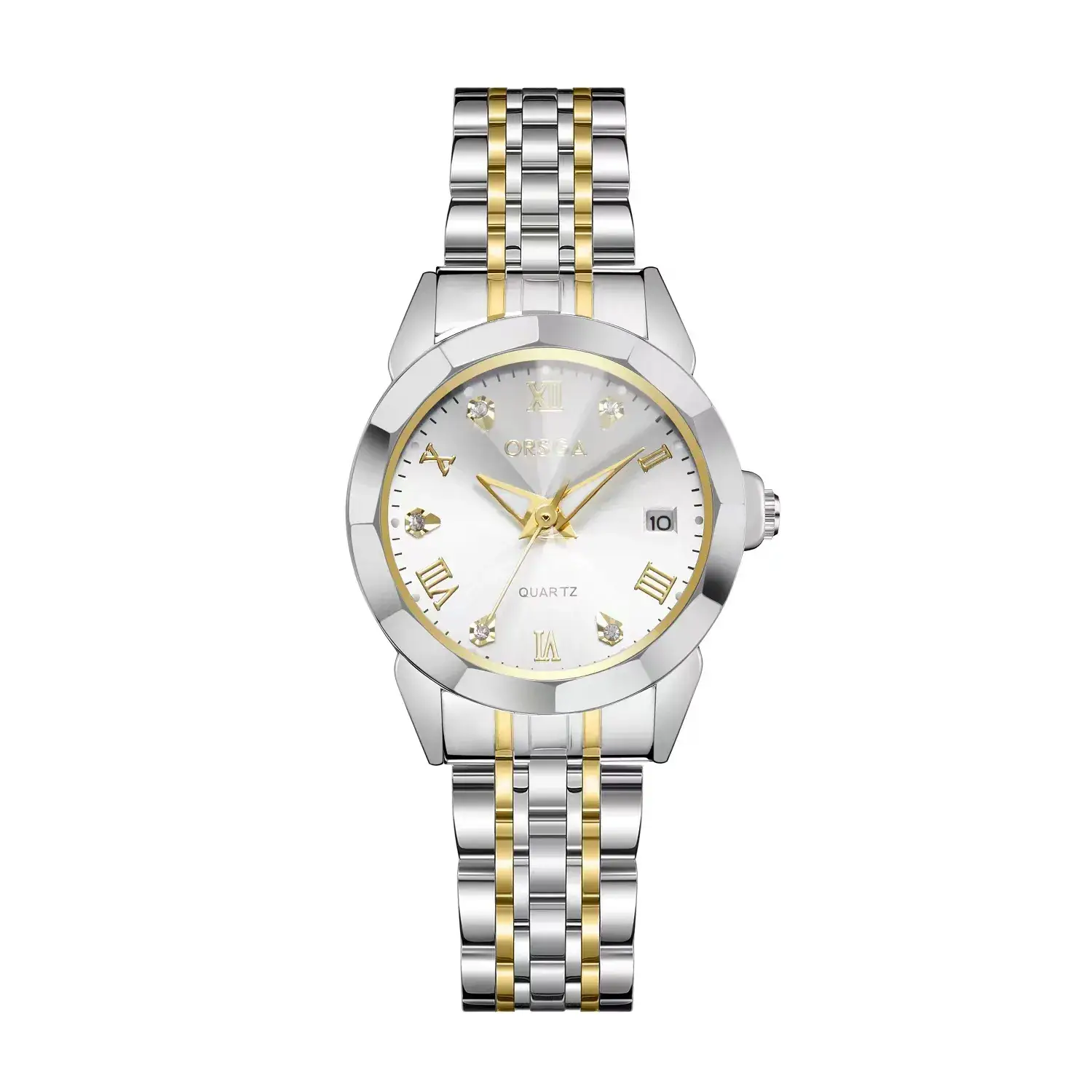 ORSGA Ladies Blue Dial Luxury Quartz Watch Solid Steel Band - Image 2