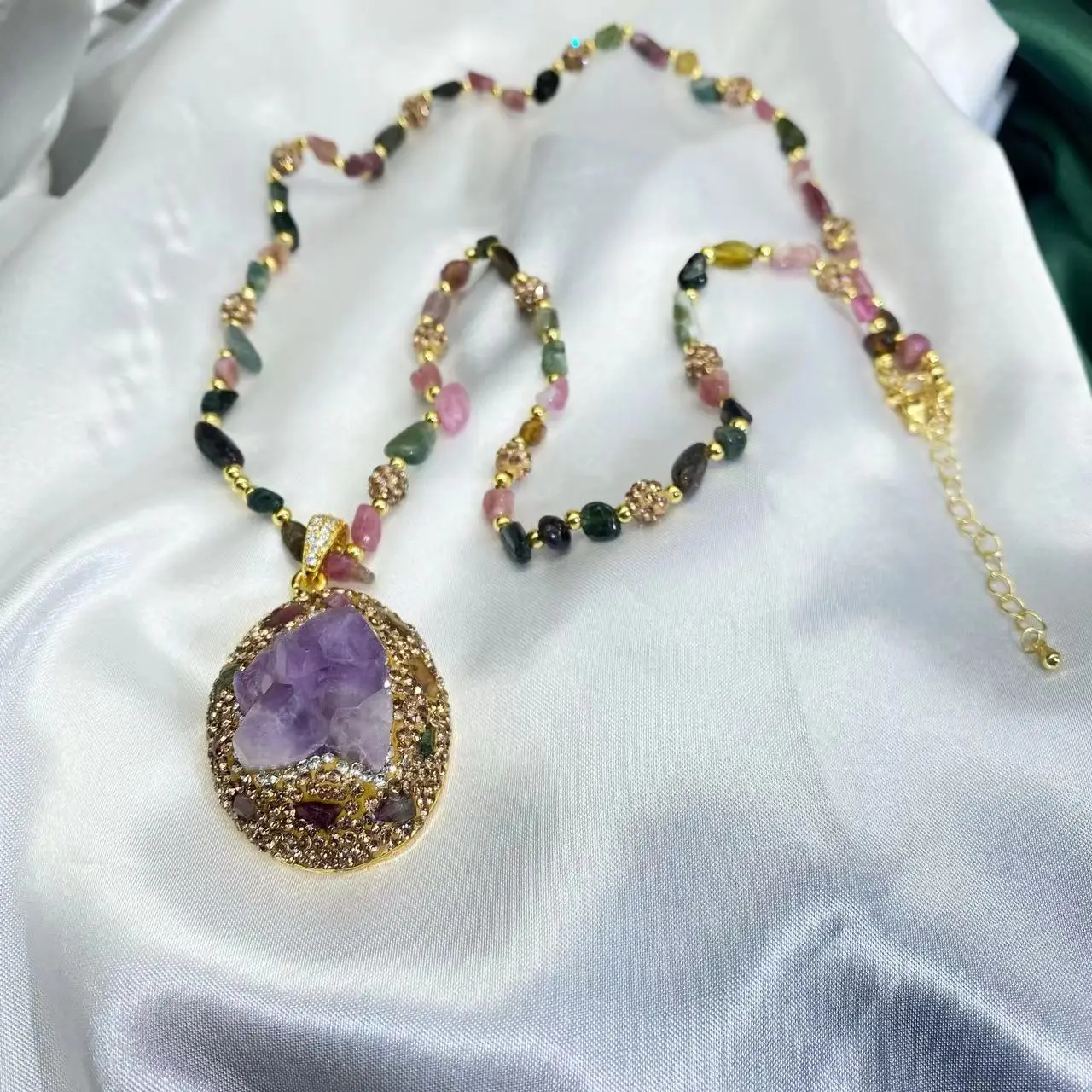 Natural Purple Tourmaline Necklace for Women