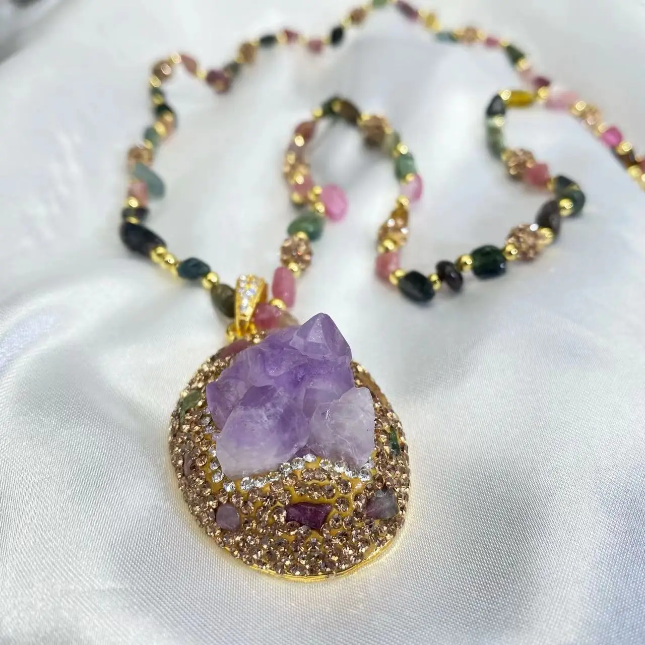 Natural Purple Tourmaline Necklace for Women