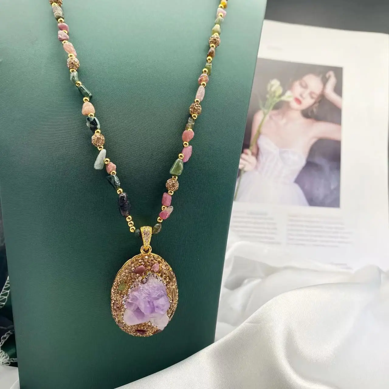 Natural Purple Tourmaline Necklace for Women