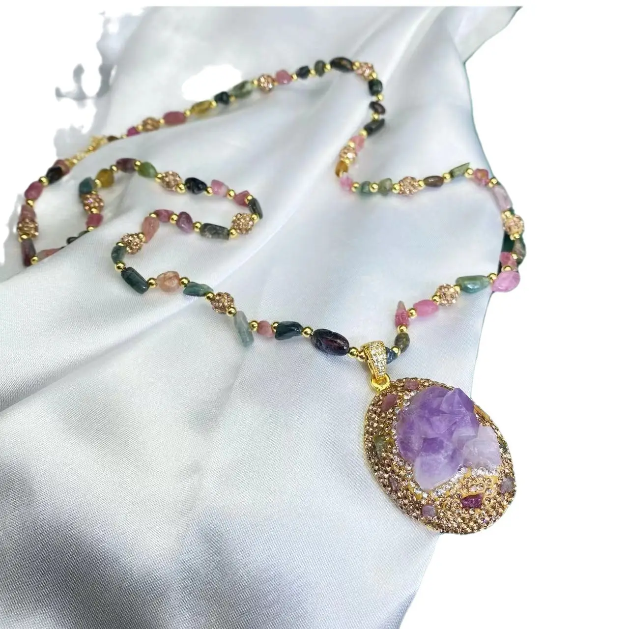 Natural Purple Tourmaline Necklace for Women