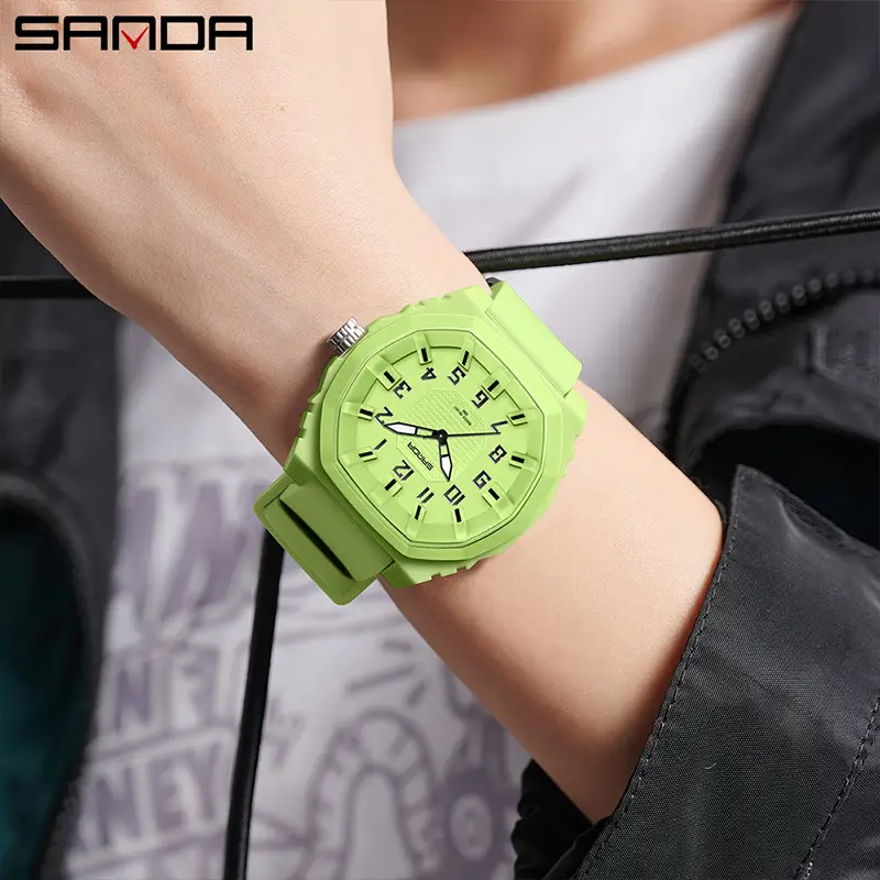 Sanda Men's Black Quartz Watch for Students Sports
