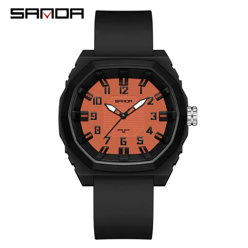 Sanda Men's Black Quartz Watch for Students Sports