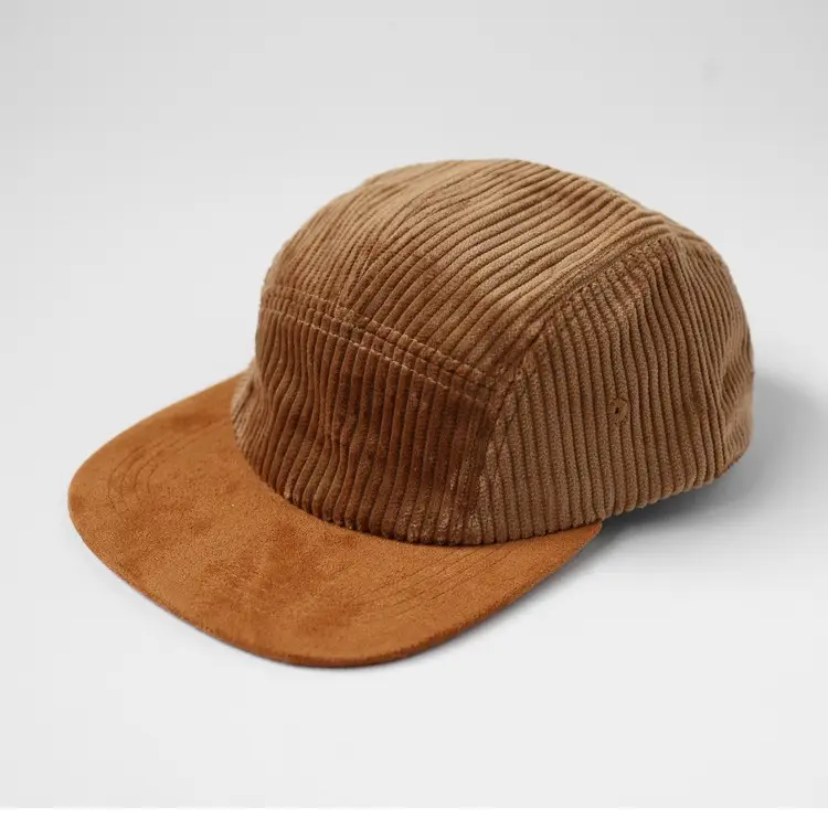 Men's Corduroy Flat Cap Brown Textured - Image 9