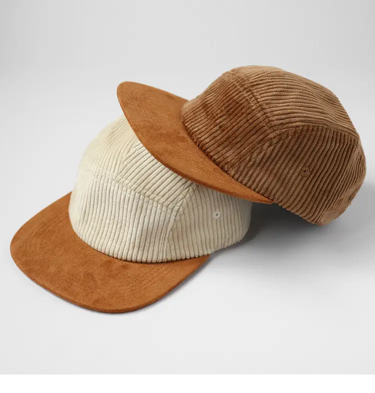 Men's Corduroy Flat Cap Brown Textured — feature 5