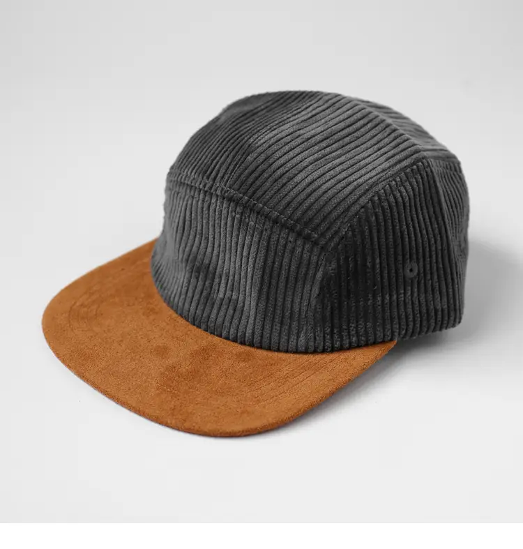 Men's Corduroy Flat Cap Brown Textured - Image 2