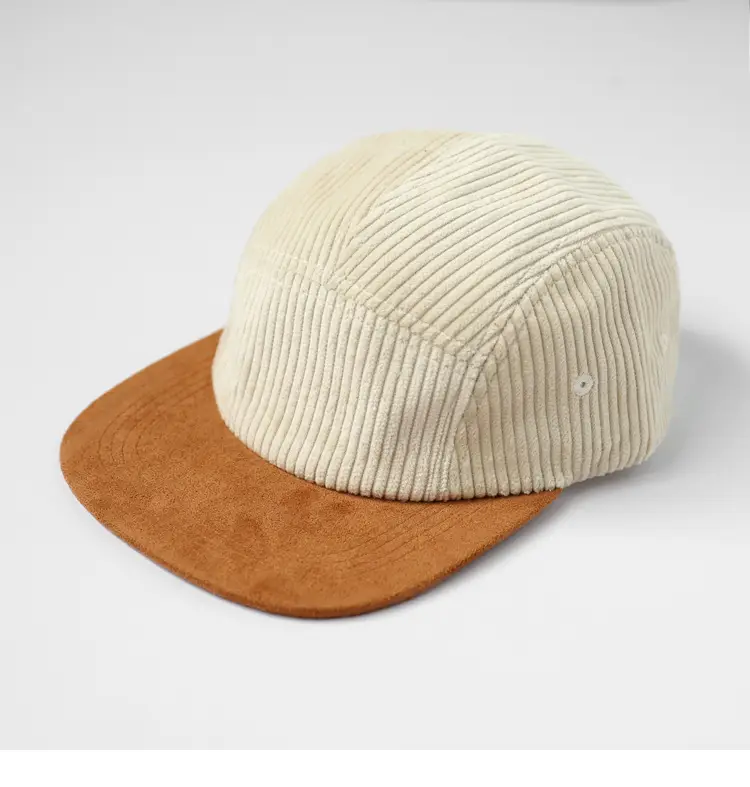Men's Corduroy Flat Cap Brown Textured - Image 3