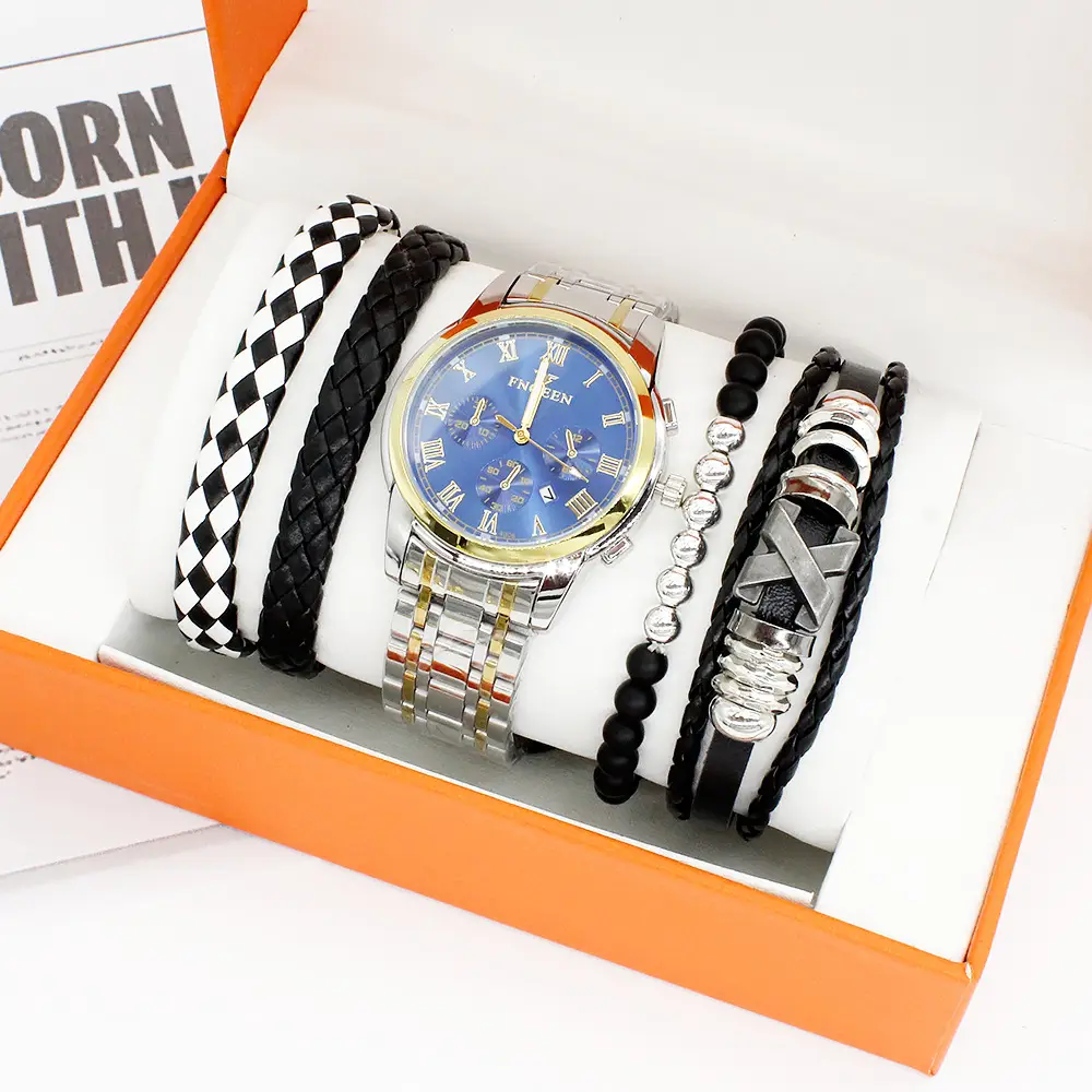 Men's Quartz Bracelet Watch Set 4pcs with Box — feature 4