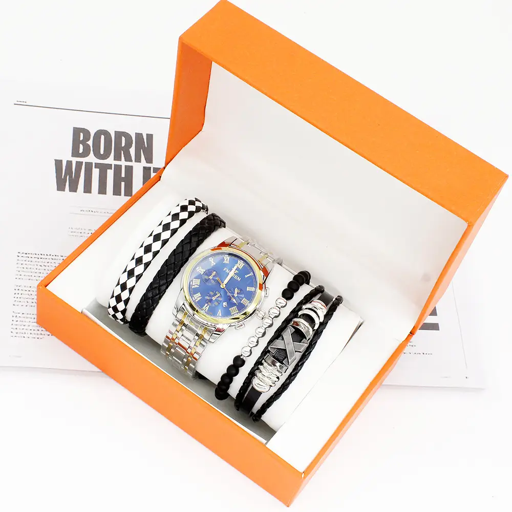 Men's Quartz Bracelet Watch Set 4pcs with Box — feature 5