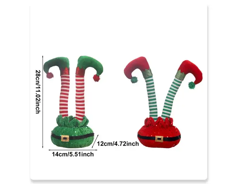 Christmas Elf Foot Decor Red Green Striped — feature 3