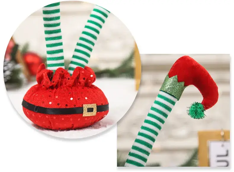 Christmas Elf Foot Decor Red Green Striped — feature 7