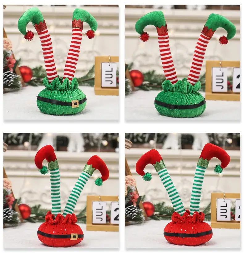 Christmas Elf Foot Decor Red Green Striped — feature 8
