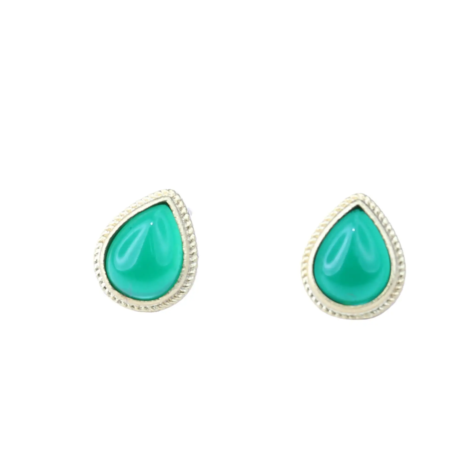 Natural Emerald Earrings Green Agate Women's Retro Chalcedony Elegant Water Drop Earrings Inlay - Image 5