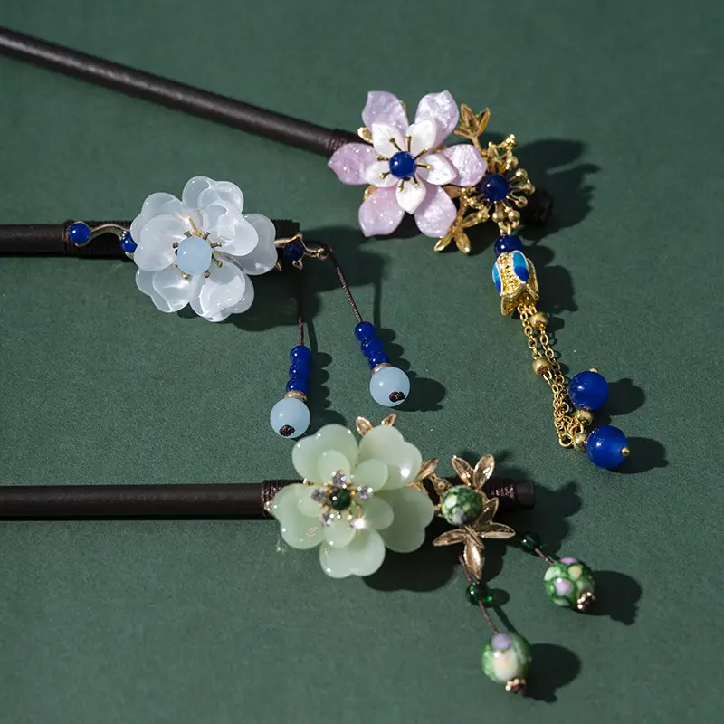 Ancient Hanfu Hairpin Tassel Step Shake Wood Chopsticks - Image 34