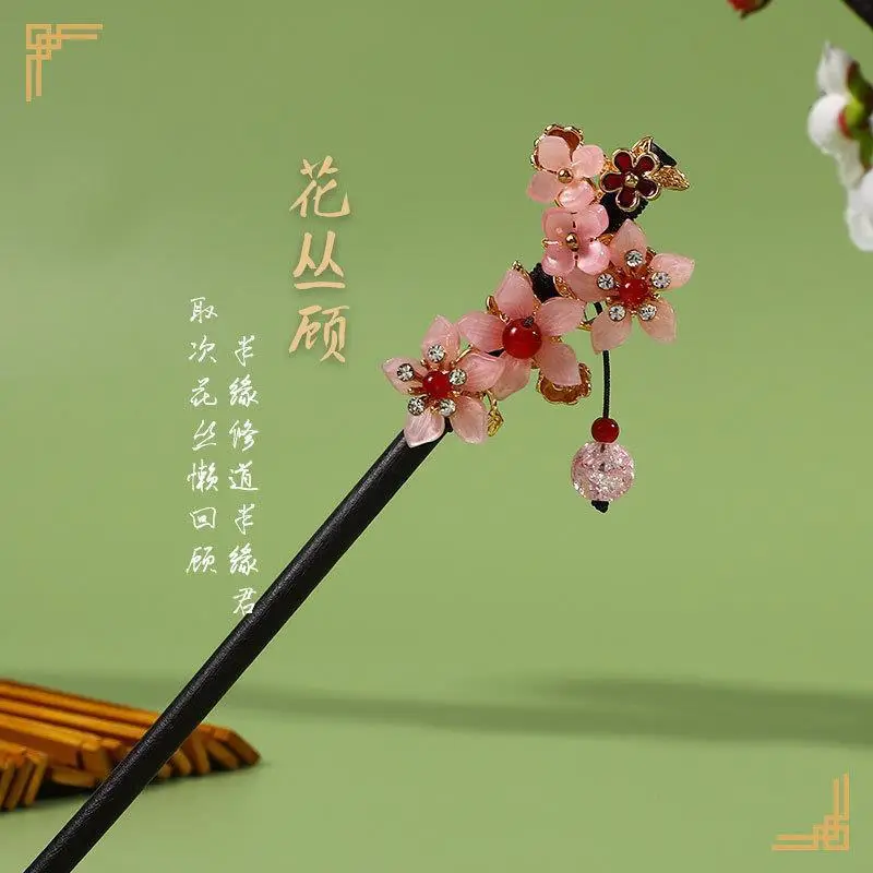 Ancient Hanfu Hairpin Tassel Step Shake Wood Chopsticks - Image 11