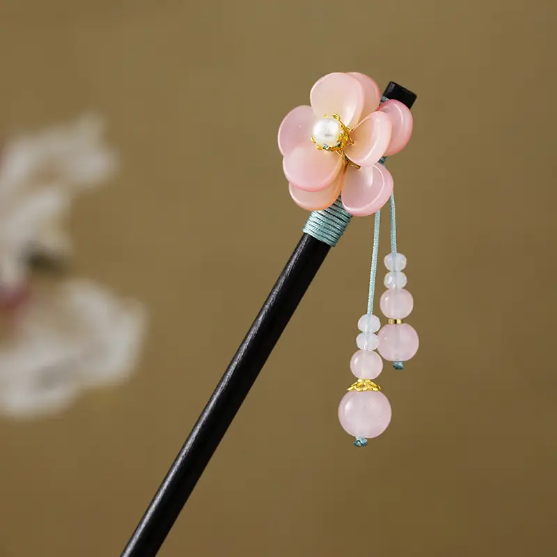 Ancient Hanfu Hairpin Tassel Step Shake Wood Chopsticks - Image 17