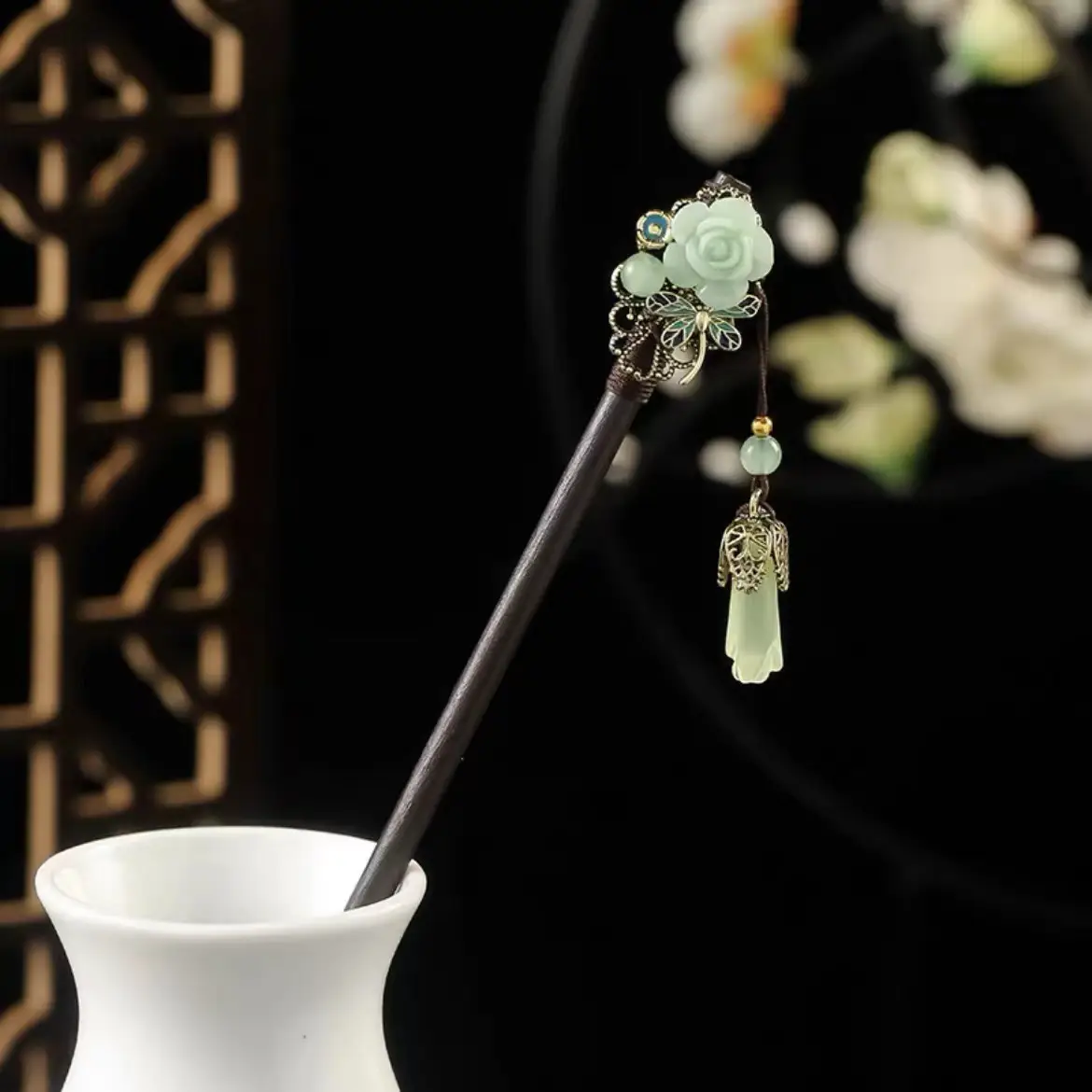 Ancient Hanfu Hairpin Tassel Step Shake Wood Chopsticks - Image 19