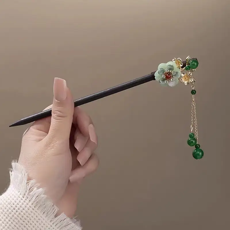 Ancient Hanfu Hairpin Tassel Step Shake Wood Chopsticks - Image 22