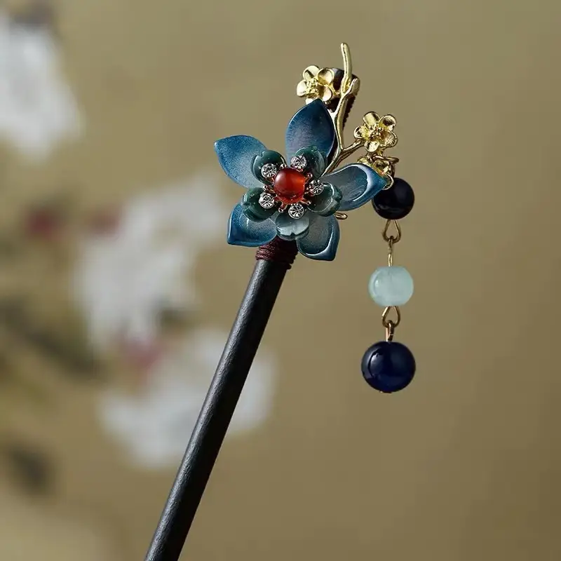 Ancient Hanfu Hairpin Tassel Step Shake Wood Chopsticks - Image 28