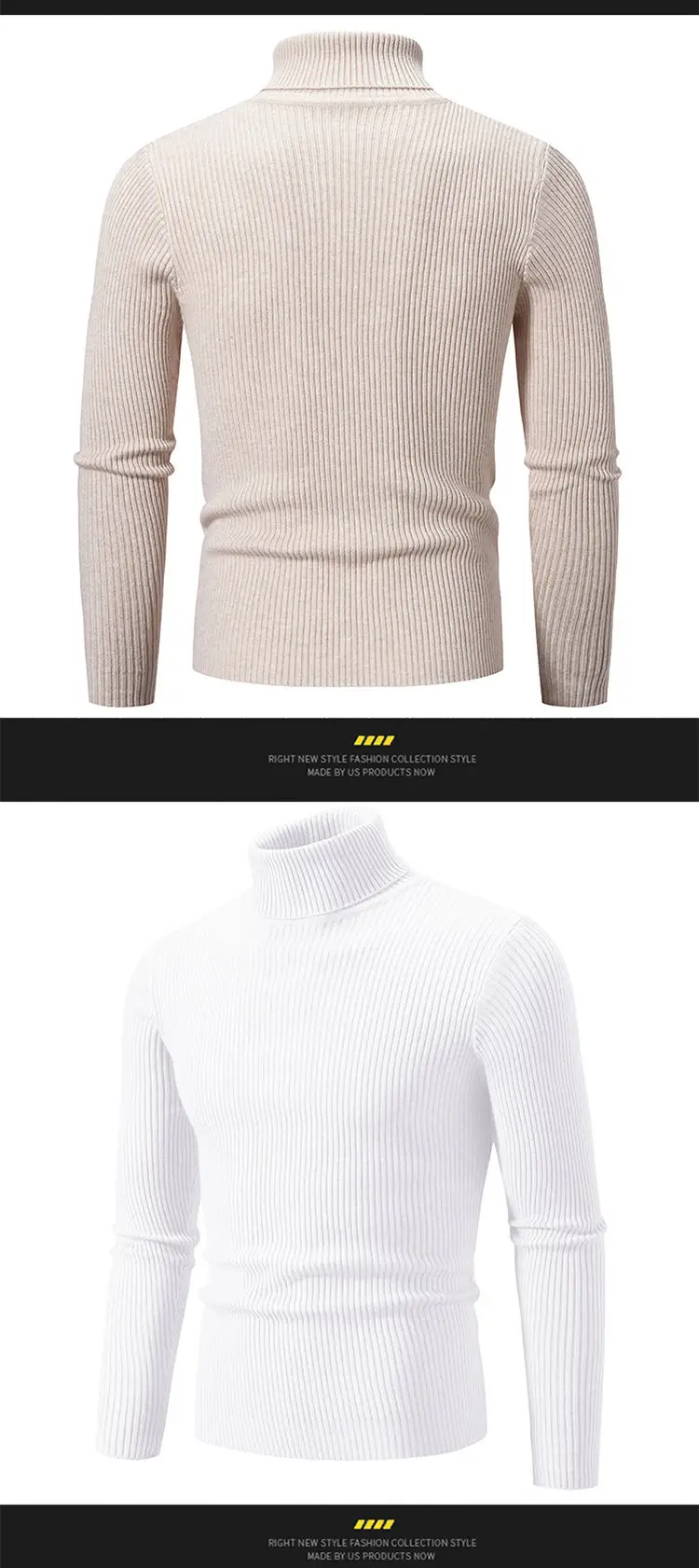 Men's Light Gray Turtleneck Sweater Plus Size — feature 11