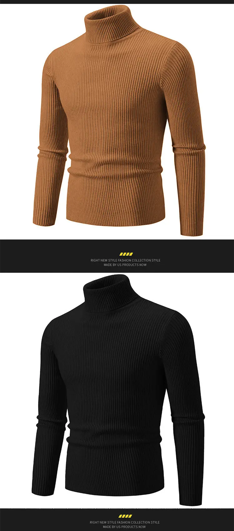 Men's Light Gray Turtleneck Sweater Plus Size — feature 13