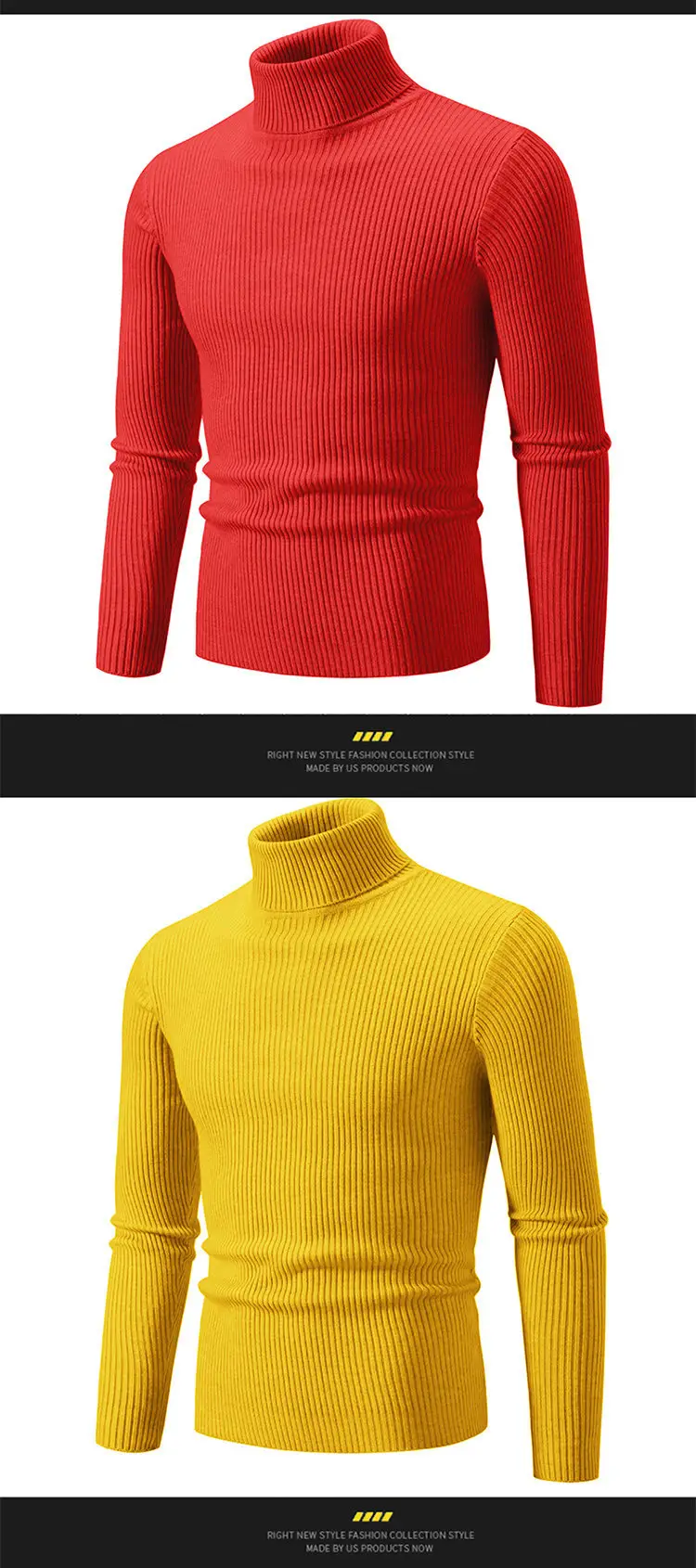 Men's Light Gray Turtleneck Sweater Plus Size — feature 14