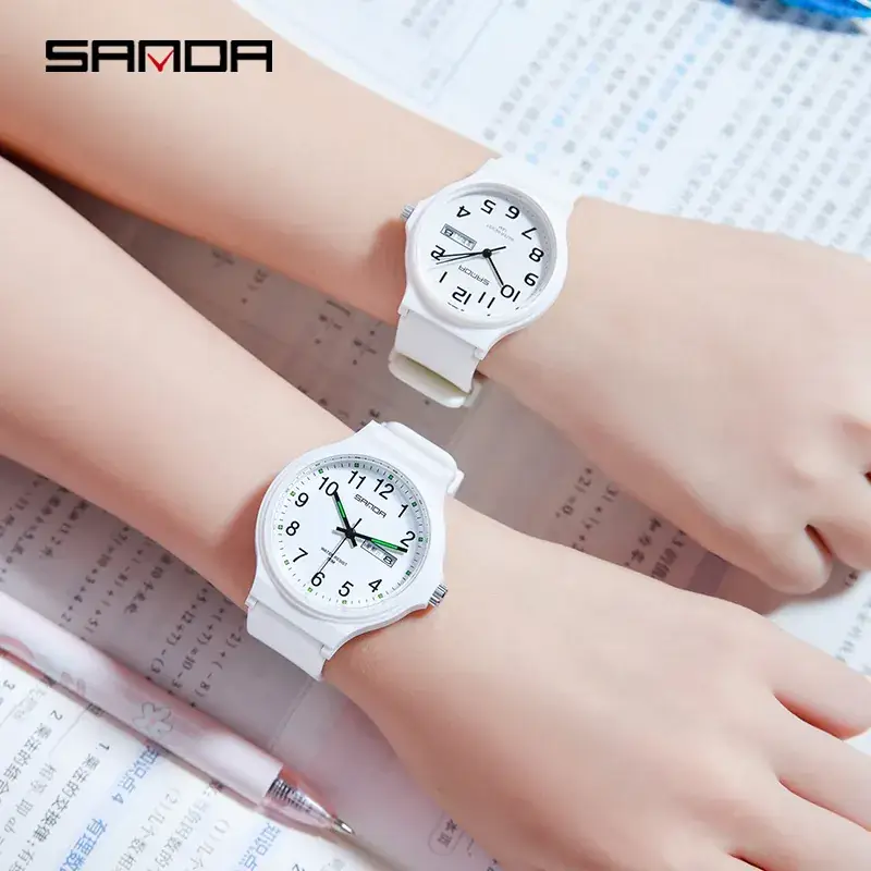 Sanda Black Quartz Watch for Men Women