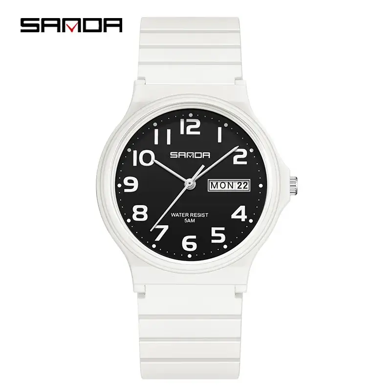Sanda Black Quartz Watch for Men Women