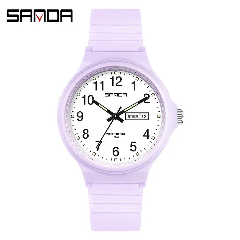 Sanda Black Quartz Watch for Men Women