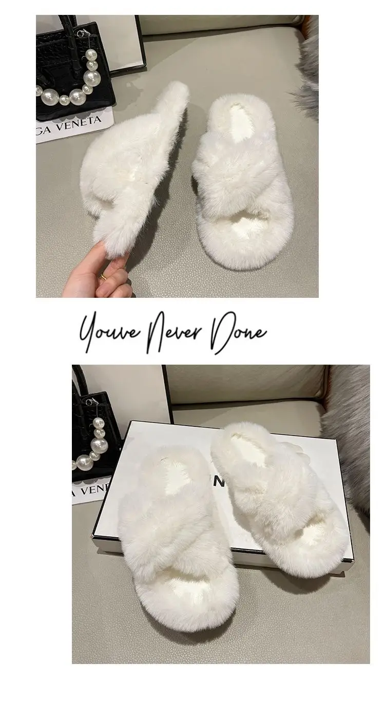 Internet celebrity plush slippers women's outdoor wear autumn and winter New Fashion ins home non-slip all-match flat cotton slippers — feature 20