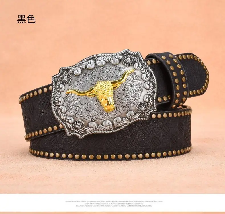 Men's Black Rivet Belt Retro Style Trousers Belt β feature 3