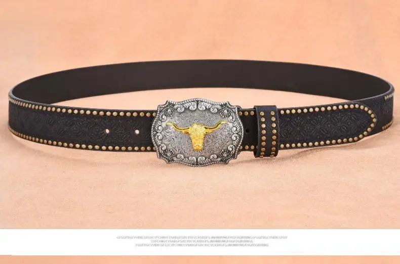 Men's Black Rivet Belt Retro Style Trousers Belt β feature 6